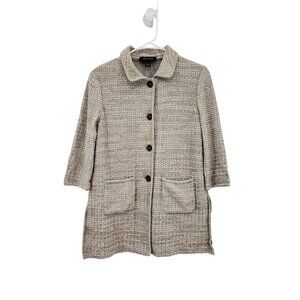 St John Women's Wool Blend Chevron Knit Button Cardigan Jacket - 4